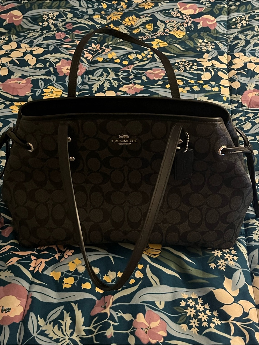 Coach Black/Charcoal Signature Monologue Dome Satchel - Picture 8 of 10